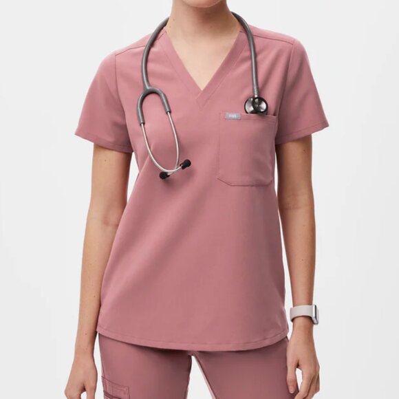 Figs Tops - FIGS Women's Catarina One-Pocket Scrub Top Mauve Rose Pink Women's Medium EUC